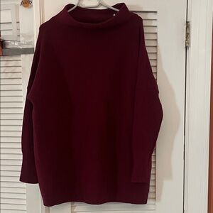 Free People Deep Red Cowl Neck Sweater